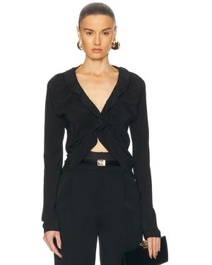 Saint Laurent Long Sleeve Ruffle Top - Black