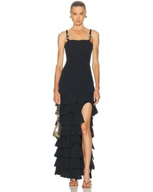 PATBO Gavea Mesh Flutter Midi Dress - Blue