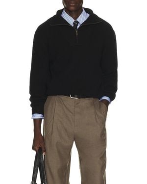 Saint Laurent Zip Neck Sweater - Black