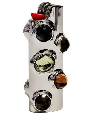 Edie Parker Gemstoned Lighter Case - White