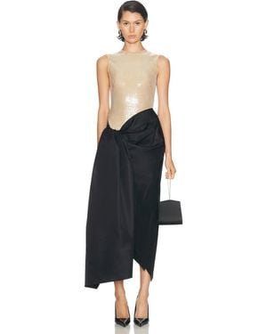 David Koma Sequin & Draped Midi Dress - Black