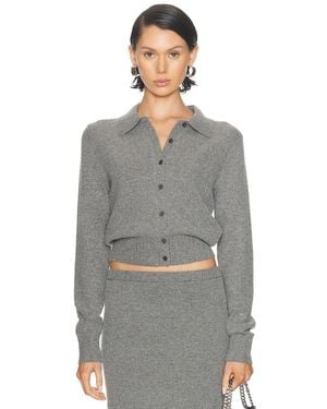 Alexander Wang Hotfix Long Sleeve Polo Cardigan - Gray