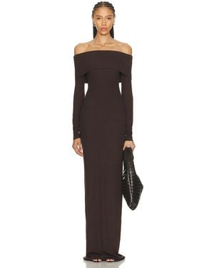 ÉTERNE Long Sleeve Off Shoulder Maxi Dress - Black
