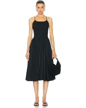 L'academie Armanda Poplin Midi Dress - Black