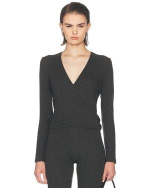 Leset Lauren Crop Wrap Top - Black