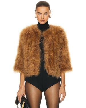 Yves Salomon Feather Cropped Jacket - Brown