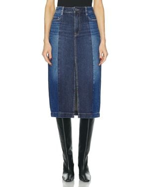 GRLFRND Robin Seamed Tonal Midi Skirt - Blue