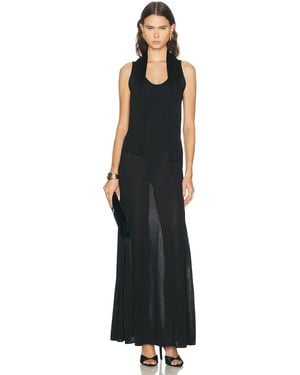 Brandon Maxwell Siena Scarf Tank Dress - Black