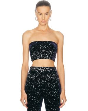 Alex Perry Crystal Velvet Crop Top - Black