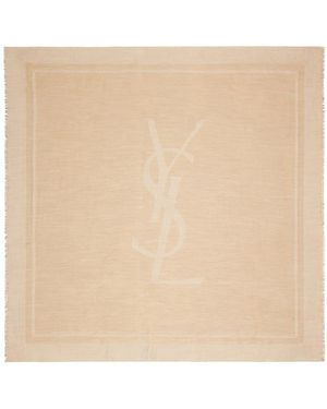 Saint Laurent Ysl Grand Carre Scarf - Natural