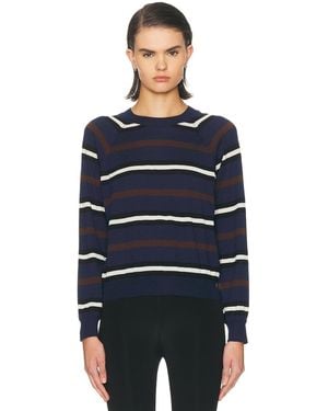 SPRWMN Cashmere Long Sleeve Striped Raglan Tee - Blue