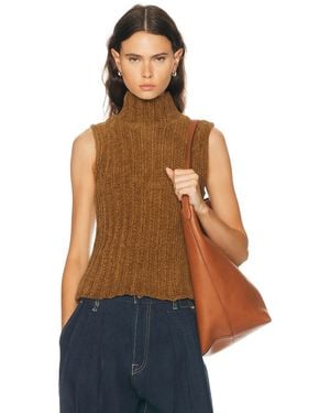 R13 Ribbed Sleeveless Turtleneck Sweater - Orange