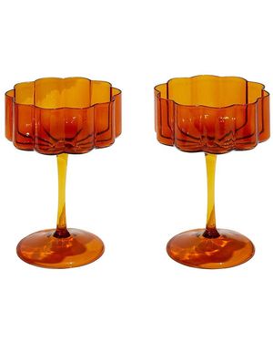 Fazeek Wave Coupe Glasses Set Of 2 - Orange