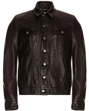 Saint Laurent Leather Jacket With Adjustable Waist - Black