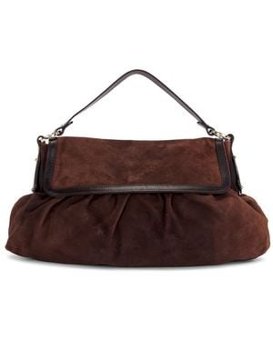 Fendi Suede Chef Shoulder Bag - Brown