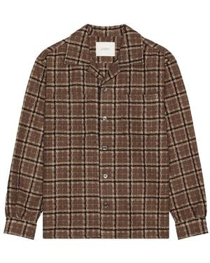 Saturdays NYC Open Collar Flannel Check Shirt - Brown