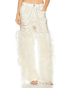 LAPOINTE Cotton Twill Embroidered Straight Leg Pant - Natural