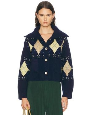 Calle Del Mar Donegal Argyle Cardigan - Blue