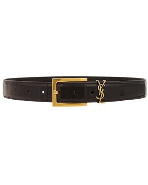 Saint Laurent Carree Passant Cassandre Ceinture Boucle Belt - Black