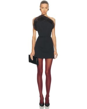 David Koma Faux Fur Trim Strapless Mini Dress - Black