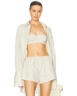 Helsa Pinstripe Poplin Bra - White