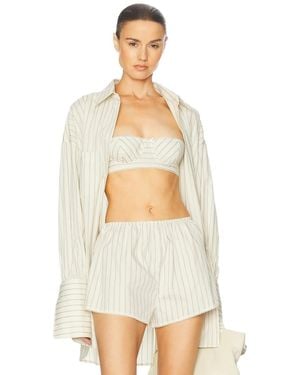 Helsa Pinstripe Poplin Bra - White