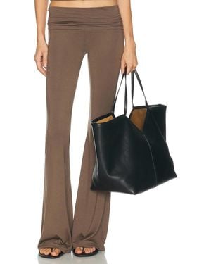 ÉTERNE Foldover Soft Jersey Flare Pant - Black