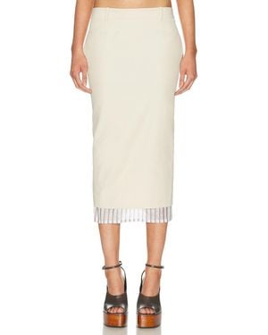 The Attico Low Rise Midi Skirt - Natural