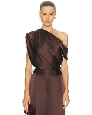 The Sei Asymmetrical Drape Top - Brown