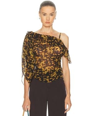 Christopher Esber Roule Trimmed Silk Drape Top - Multicolor