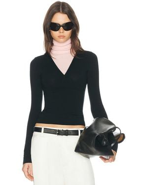 Helsa Wrenn Color Block Knit Turtleneck - Black