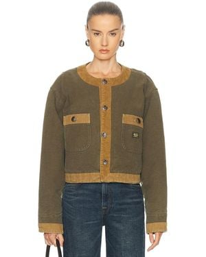 R13 Cord Trimmed Cropped Chore Jacket - Green