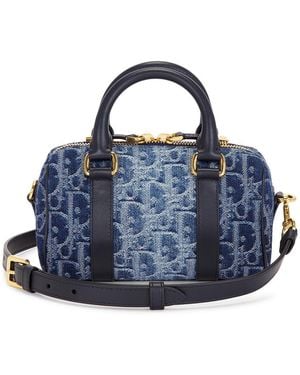 Dior Oblique Nano Groove Convertible Bowling Bag - Blue