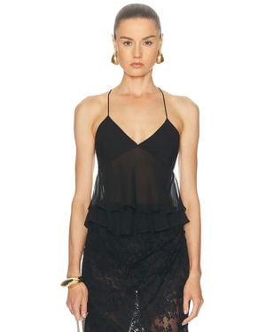 The Sei Cut Out Ruffle Cami - Black