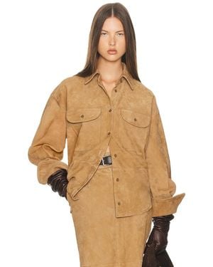 Helsa Suede Overshirt - Natural