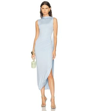Self-Portrait Jersey Draped Maxi Dress - Blue