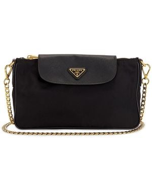Prada Tessuto Saffiano Crossbody Bag - Black