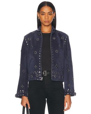 Bode Studded Howard Suede Jacket - Blue
