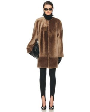 TOVE Roisin Shearling Coat - Brown