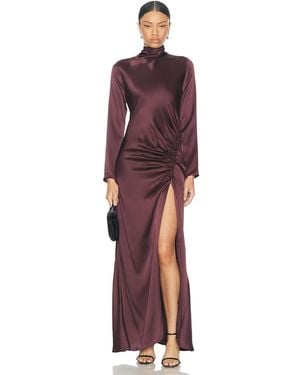 LAPOINTE Satin Bias Tab Slit Gown - Red