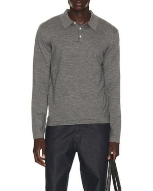 Jonathan Simkhai Reynolds Long Sleeve Polo - Gray