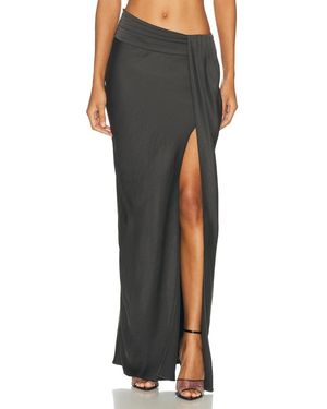 LAPOINTE Lightweight Satin Asymmetric Skirt - Black