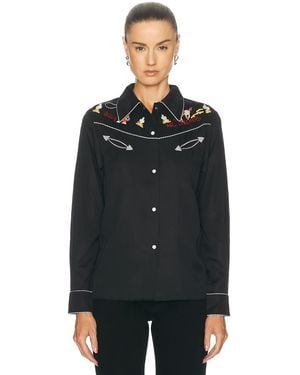 Bode Checkers Western Shirt - Black
