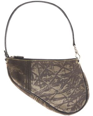 Dior Vintage Denim Saddle Bag - Gray