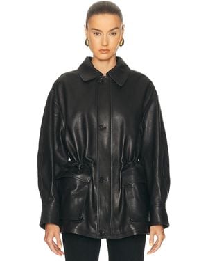 Arma Maeve Leather Barn Jacket - Black