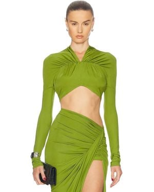 Atlein V-Neck Cropped Top - Green