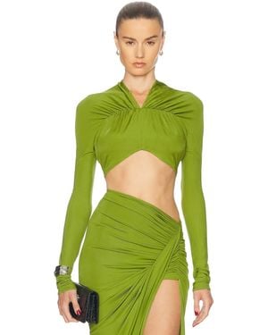 Atlein V-Neck Cropped Top - Green