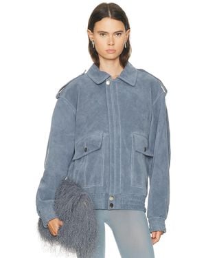 Ludovic de Saint Sernin Robert Leather Bomber Jacket - Blue