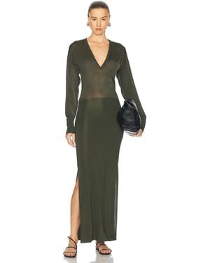 Ami Paris V Neck Midi Dress - Green