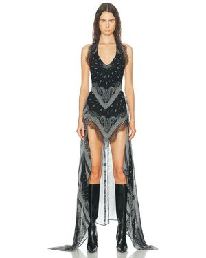 Halo Split Bandana Dress - Black